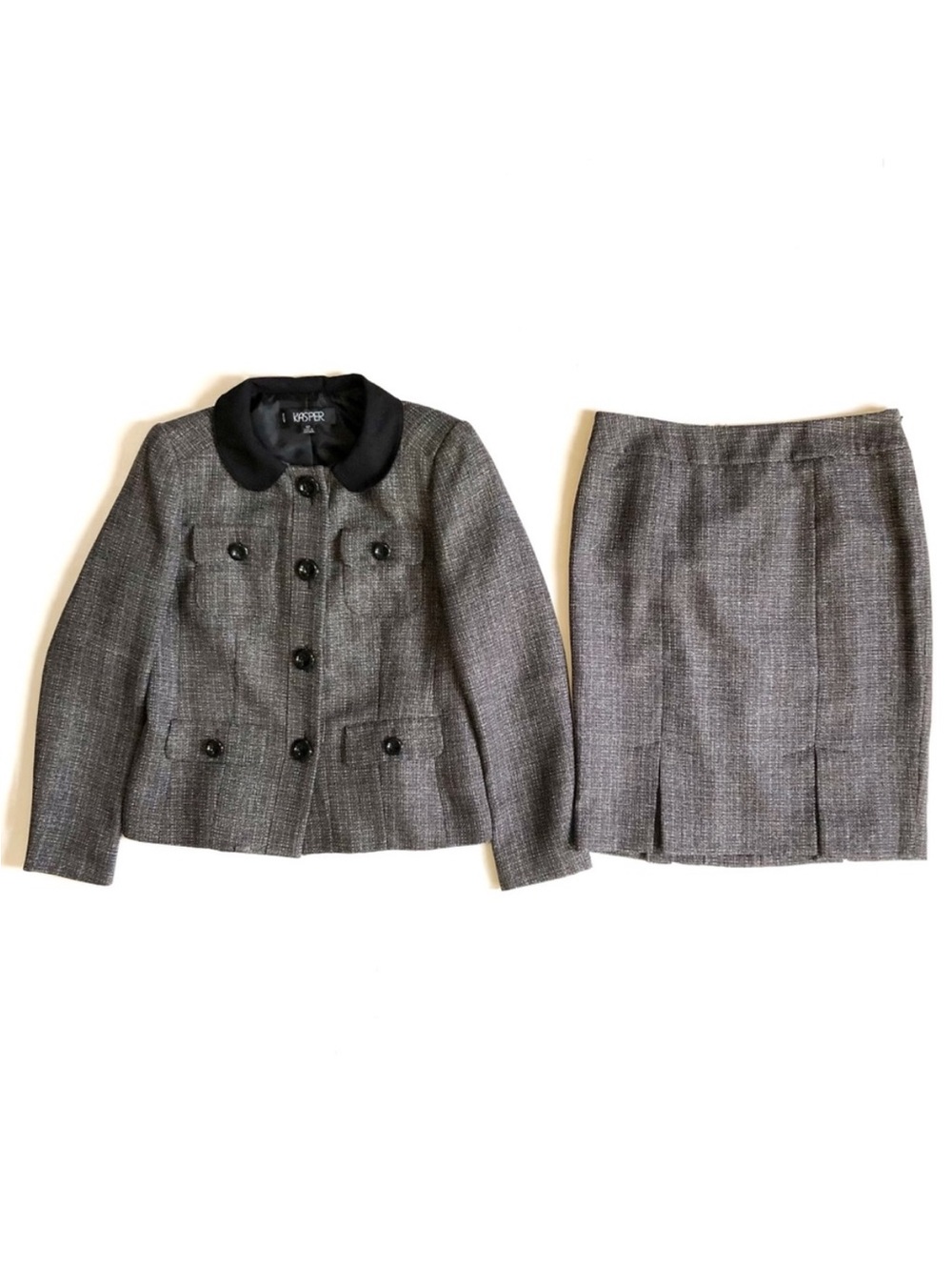 Kasper 4P Metallic Tweed 4 Petite Skirt Suit